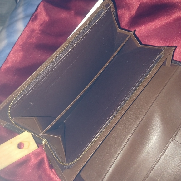 Yves Saint laurent Dark brown leather gold tone hardware long large ysl wallet - Picture 9 of 14